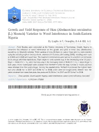 Growth and Yield Response of Okra (Abelmoschus Esculentus (L.) Moench) Varieties to Weed Interference in South-Eastern Nigeria by Iyagba A.G, Onuegbu, B.A & IBE, A.E