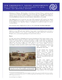 IOM Displacement Assessment and Statistics 1 April 2009