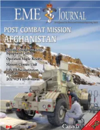 Operation Maple Resolve LAV III Reconstitution Program 202 WD's Involvement Moving Towards an Army Equipment Culture Mission C