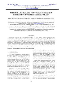Preliminary Results for Use Ssr Markers in Bitter Vetch “Vicia Ervilia (L.) Willd”