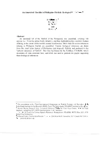An Annotated Checklist of Philippine Flatfish: Ecological Implications3'