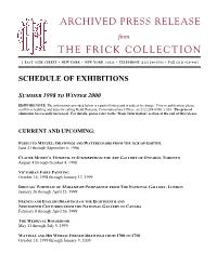 Archived Press Release the Frick Collection