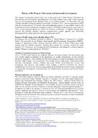 History of the Women's Movement and Sustainable Development