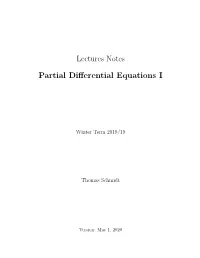Lectures Notes Partial Differential Equations I