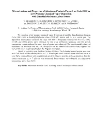 Microstructure and Properties of Aluminum Contacts Formed on Gaas(100) by Low Pressure Chemical Vapor Deposition with Dimethylethylamine Alane Source