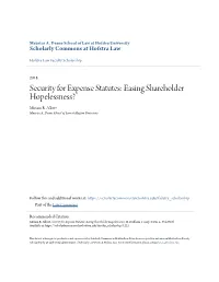 Security for Expense Statutes: Easing Shareholder Hopelessness? Miriam R