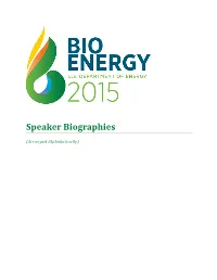 Speaker Biographies