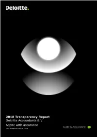 2018 Transparency Report Deloitte Accountants B.V. Aspire with Assurance Date Published Sept 28, 2018