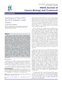 Inactivation of Type I IFN Jak-STAT Pathway in EBV Latency