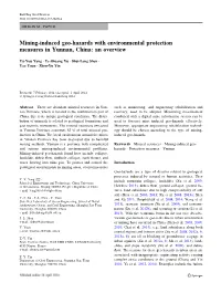 Mining-Induced Geo-Hazards with Environmental Protection Measures in Yunnan, China: an Overview