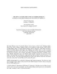 NBER WORKING PAPER SERIES the EFFECT of INFRASTRUCTURE on WORKER MOBILITY: EVIDENCE from HIGH-SPEED RAIL EXPANSION in GERMANY Da