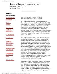 Peirce Edition Project | Newsletters Peirce Project Newsletter Volume 2, No