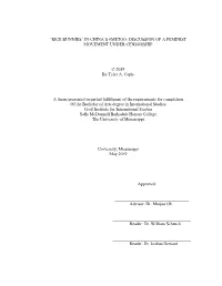 “RICE BUNNIES” in CHINA's #METOO: DISCUSSION of a FEMINIST MOVEMENT UNDER CENSORSHIP © 2019 by Tyler A. Caple a Thesis Pr