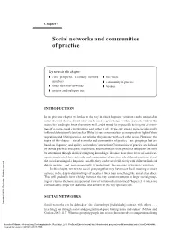 Social Networks and Communities of Practice