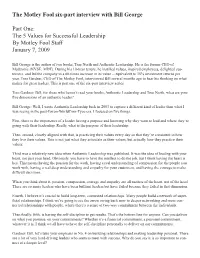 The Motley Fool Six-Part Interview with Bill George Part One: the 5 Values
