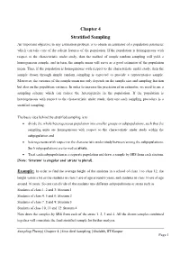 Chapter 4 Stratified Sampling