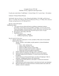 Computer Science CSC 380 Database: Theory, Application and Organization