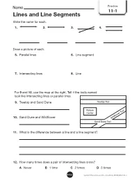 Lines and Line Segments Write the Name for Each