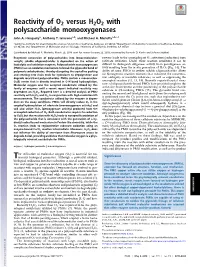 Reactivity of O2 Versus H2O2 with Polysaccharide Monooxygenases
