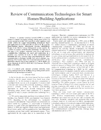 Review of Communication Technologies for Smart Homes/Building Applications