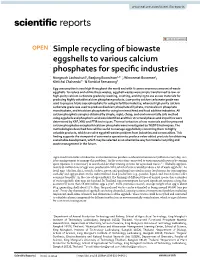 Simple Recycling of Biowaste Eggshells to Various Calcium