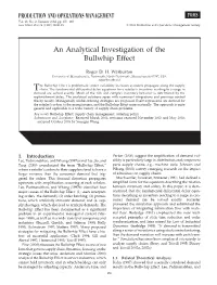 An Analytical Investigation of the Bullwhip Effect Production and Operations Management 13(2), Pp