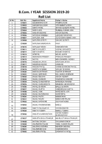 B.Com. I YEAR SESSION 2019-20 Roll List Sr No