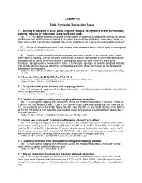 Chapter VII State Parks and Recreation Areas