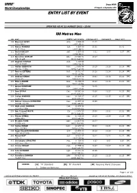 Entry List by Event