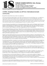 CHINA: Xinjiang's Ismailis Cut Off from International Ismaili Community