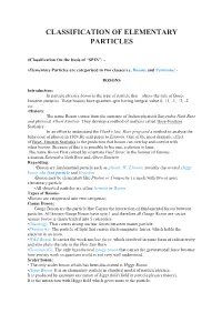 Classification of Elementary Particles