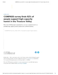 COMPASS Survey Finds 92% of People Support High-Capacity Transit in the Treasure Valley | Ktvb.Com