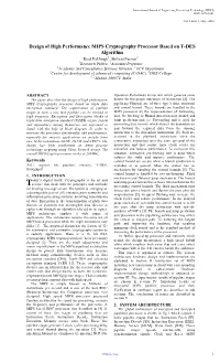 Design of High Performance MIPS Cryptography Processor Based On