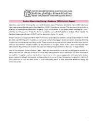 Election Observation During a Pandemic: CMEV Activity Report