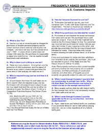 FREQUENTLY ASKED QUESTIONS U.S. Customs Imports