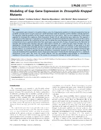 Modeling of Gap Gene Expression in Drosophila Kruppel Mutants