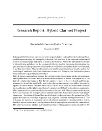 Research Report: Hybrid Clarinet Project