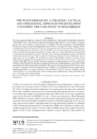 The Waste Hierarchy: a Strategic, Tactical and Operational Approach for Developing Countries