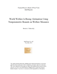 World Welfare Is Rising: Estimation Using Nonparametric Bounds on Welfare Measures