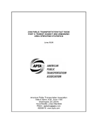 2008 Public Transportation Fact Book Part 3: Transit Agency and Urbanized Area Operating Statistics