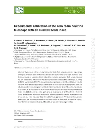 Experimental Calibration of the ARA Radio Neutrino Telescope with an Electron Beam In