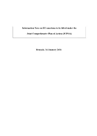 Information Note on EU Sanctions to Be Lifted Under the Joint