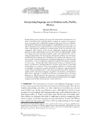 Interpreting Language Use in Ozelonacaxtla, Puebla, Mexico