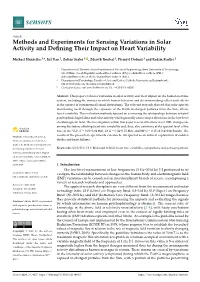 Methods and Experiments for Sensing Variations in Solar Activity and Deﬁning Their Impact on Heart Variability
