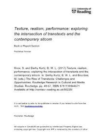 Texture, Realism, Performance: Exploring the Intersection of Transtexts and the Contemporary Sitcom