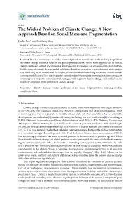 The Wicked Problem of Climate Change: a New Approach Based on Social Mess and Fragmentation