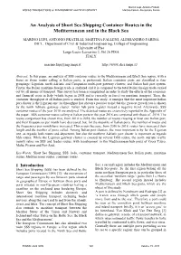 An Analysis of Short Sea Shipping Container Routes in the Mediterranean and in the Black Sea