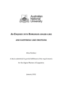 An Enquiry Into Romanian Anger‐Like