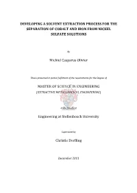 Developing a Solvent Extraction Process for the Separation of Cobalt and Iron from Nickel Sulfate Solutions