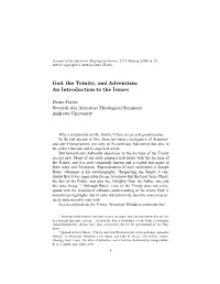 God, the Trinity, and Adventism: an Introduction to the Issues